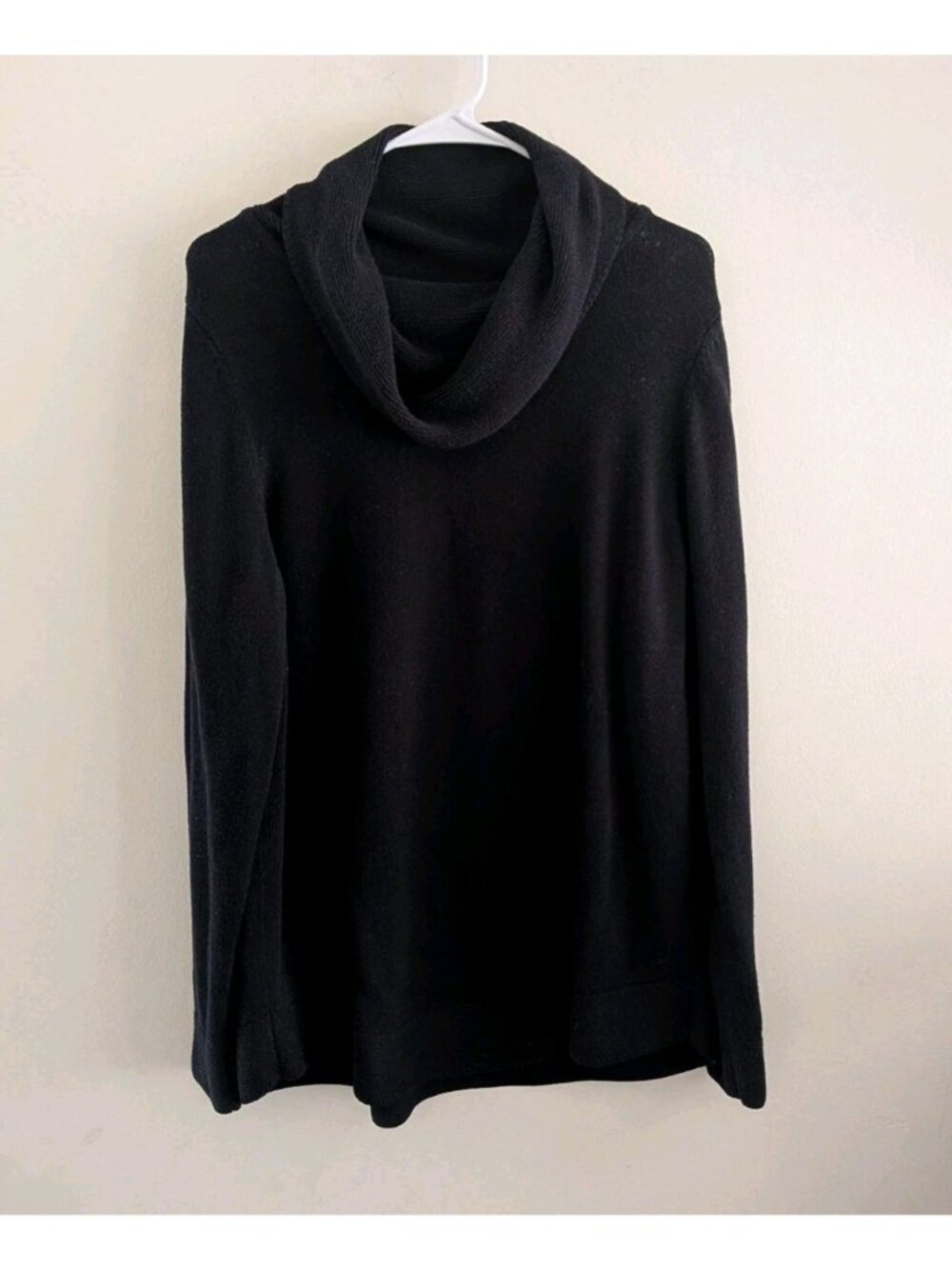 Chicos Cowl Neck Tunic Sweater Womens XL Size 3  Long Sleeve Soft Black